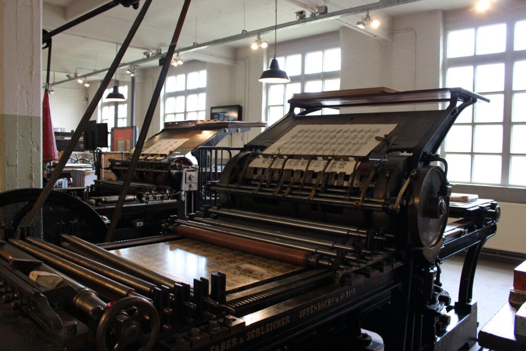 Printing press for translation